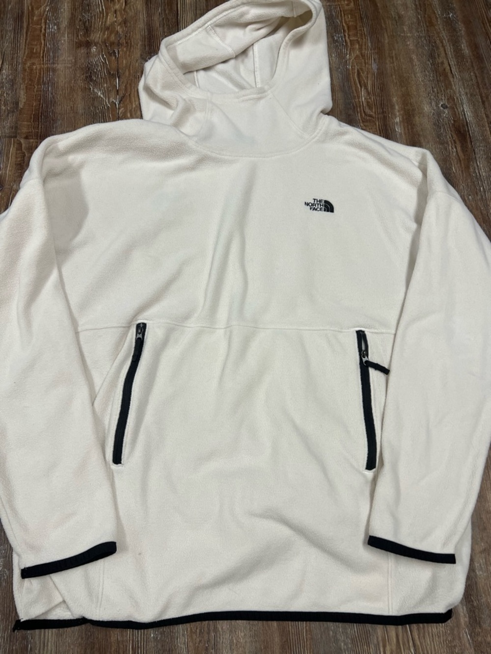 The North Face white fleece hoodie Size M